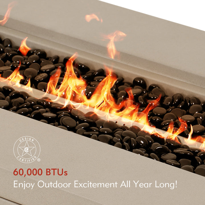 Modern Rectangular Fire Pit Table with Lid and Gas Tank Cover