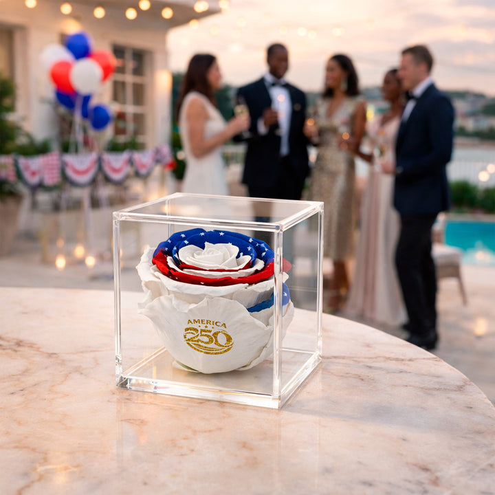 Stemless Patriotic Preserved Rose