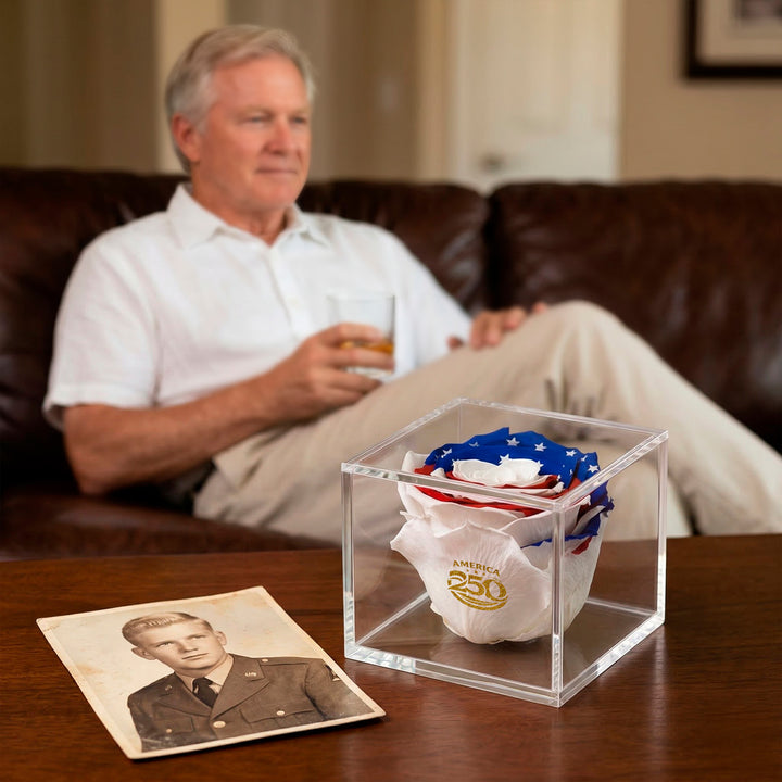 Stemless Patriotic Preserved Rose