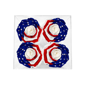 Patriotic Preserved Roses (4 Stems)