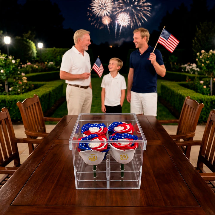 Patriotic Preserved Roses (4 Stems)