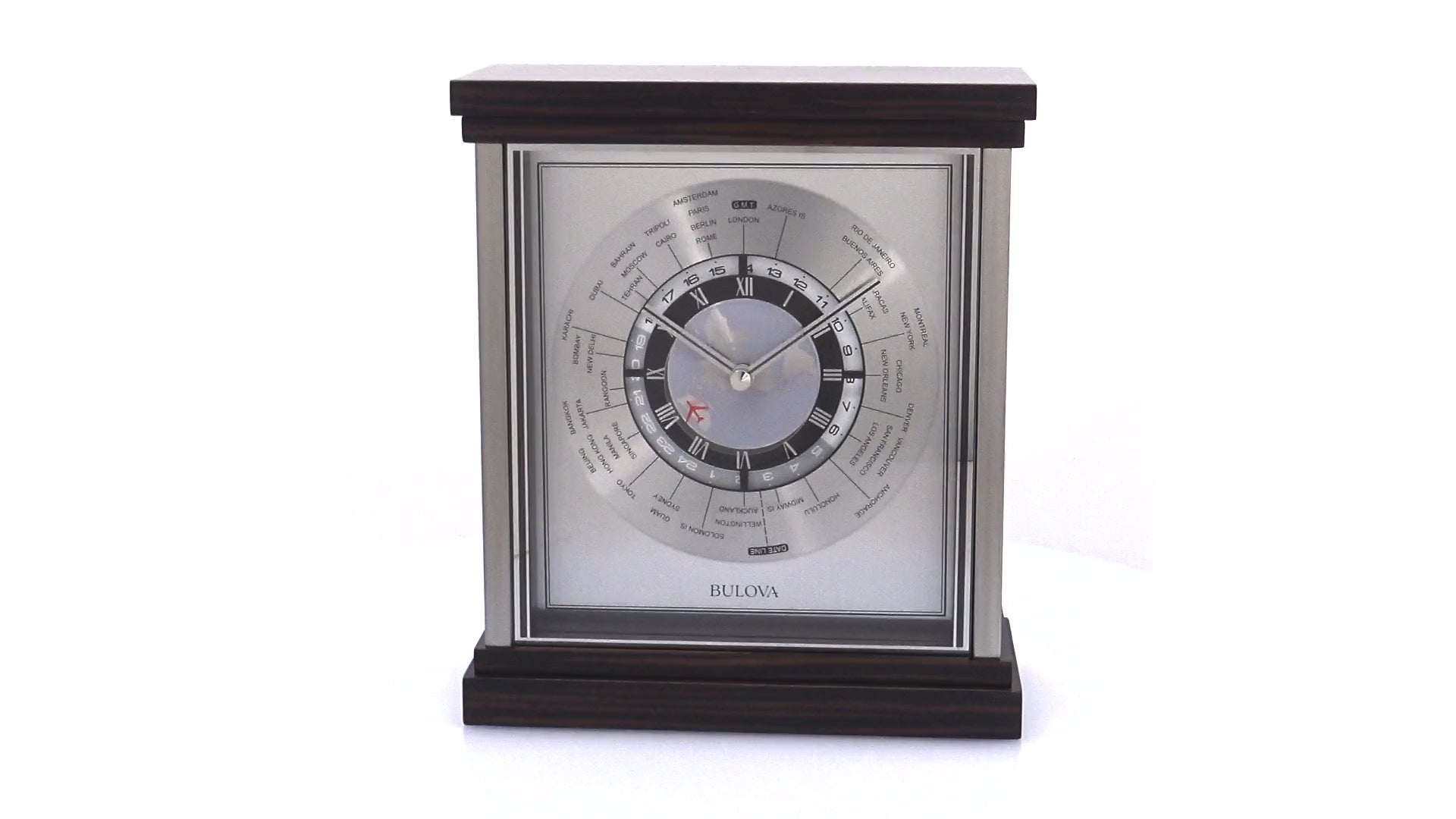 Bulova Wyndmere World Time Table Top Clock – Sharper Image